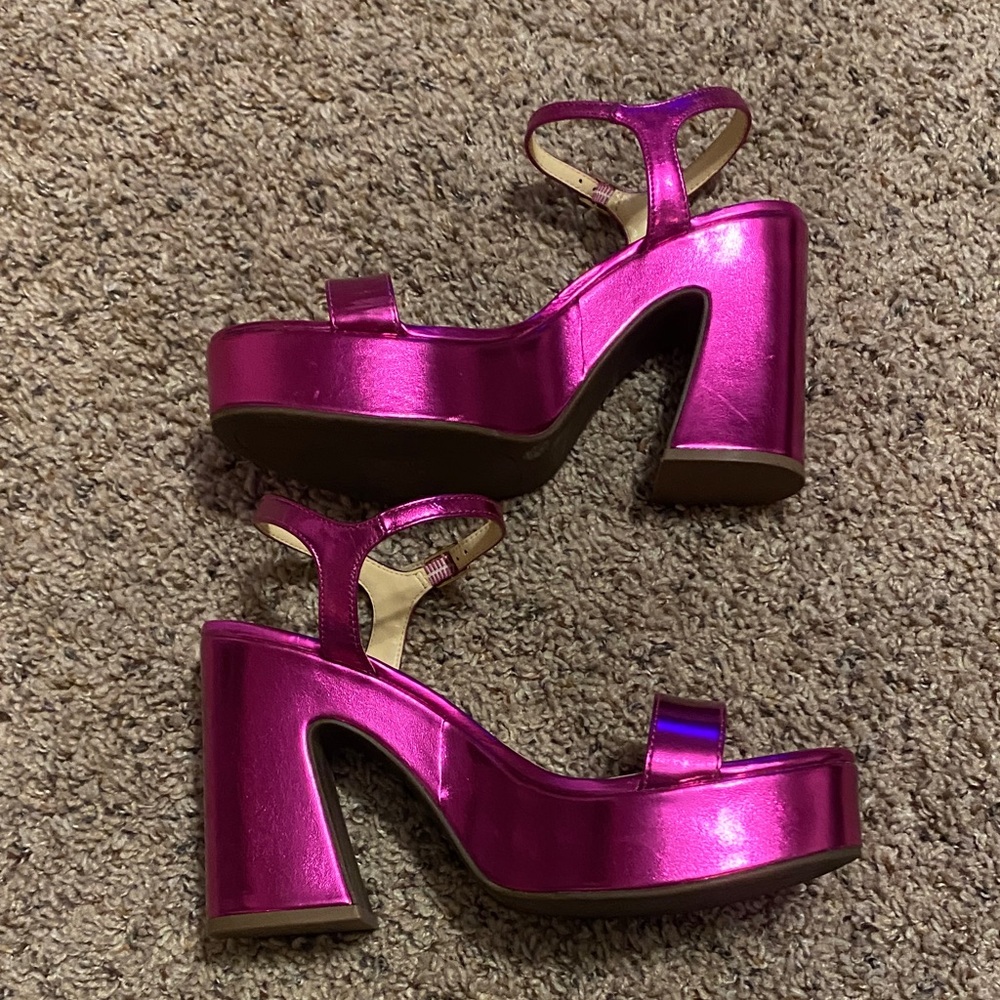 Jessica Simpson Vibrant Pink Wedge Sandals - Picture 3 of 6